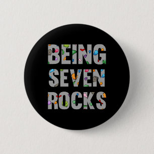 7th Birthday Rock Climber 7 Year Old Being Seven R 6 Cm Round Badge