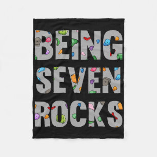 7th Birthday Rock Climber 7 Year Old Being Seven R Fleece Blanket