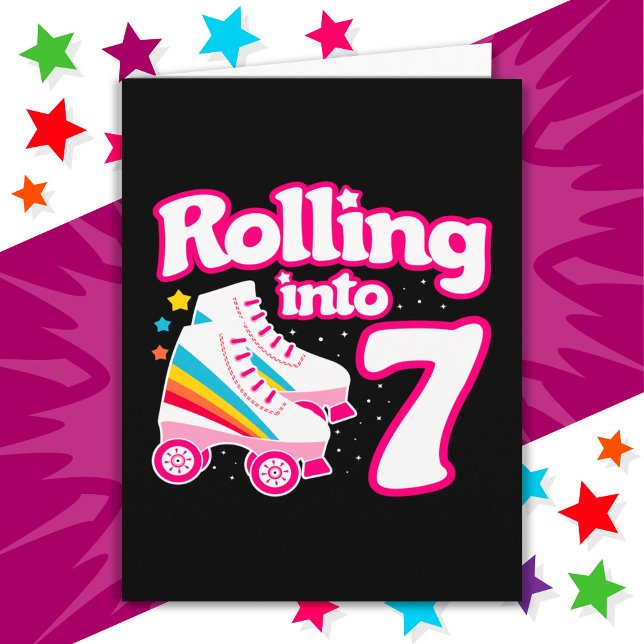 7th Birthday Roller Skating 7 Years Old Skate Card (Creator Uploaded)