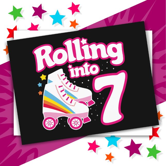 7th Birthday Roller Skating 7 Years Old Skate Postcard (Creator Uploaded)