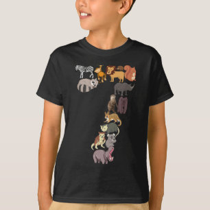 7th Birthday Safari Zoo Animals Figures 7 year old T-Shirt