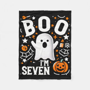 7th Birthday Seven Year Old Boo I'm Seven! Hallowe Fleece Blanket