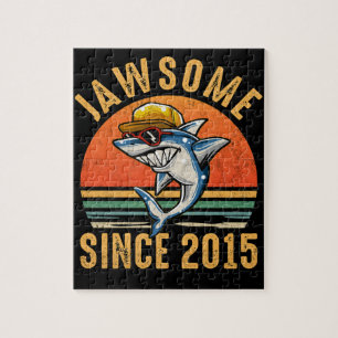 7th Birthday Shark 7 Year Old Jawsome Since 2015 Jigsaw Puzzle