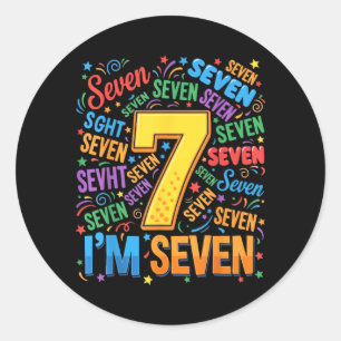 7th Birthday Shirt Boy 7yr Seven 7 Year Old Girls Classic Round Sticker