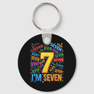 7th Birthday Shirt Boy 7yr Seven 7 Year Old Girls Key Ring