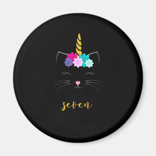 7th Birthday Shirt Cat Unicorn Girls Birthday T-Sh Magnet
