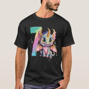 7th Birthday Shirt Dragon Party Rainbow Girl Drago