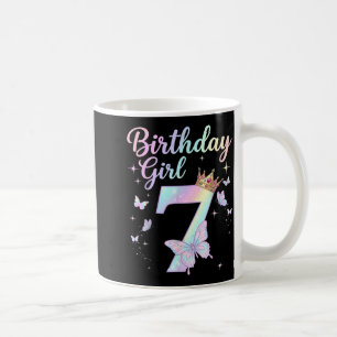 7th Birthday Shirt Girl Seven 7 Year Old Butterfly Coffee Mug