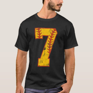7th Birthday Softball Bdy Seven 7 Year Old Girl T-Shirt