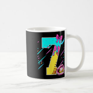 7th Birthday Softll Ice Cream Drip Bow 7 Years Kid Coffee Mug