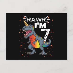 7th Birthday T Rex Dinosaur Postcard