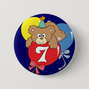 7th Birthday Teddy Bear (2) 6 Cm Round Badge