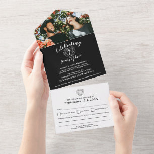 7th black onyx wedding anniversary RSVP photo All In One Invitation