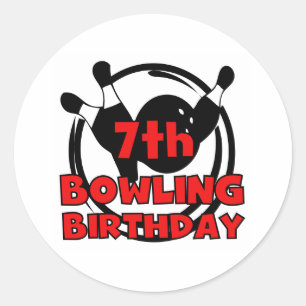 7th Bowling Birthday Classic Round Sticker