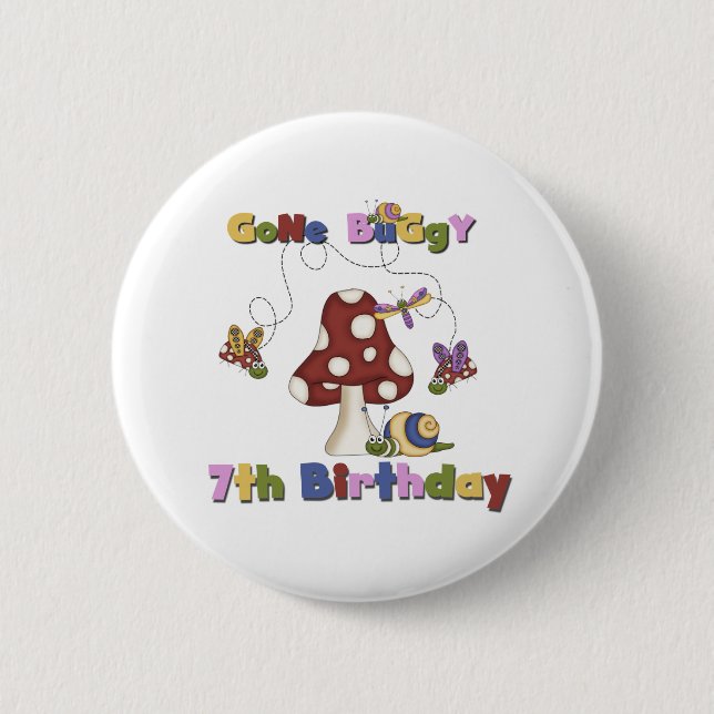 7th Bug Birthday 6 Cm Round Badge (Front)