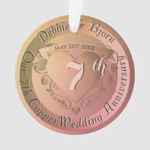 7th Copper Wedding Anniversary Ornament