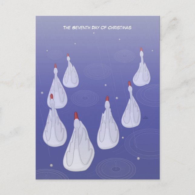 7th Day of Christmas (7 Swans a-Swimming) Postcard (Front)