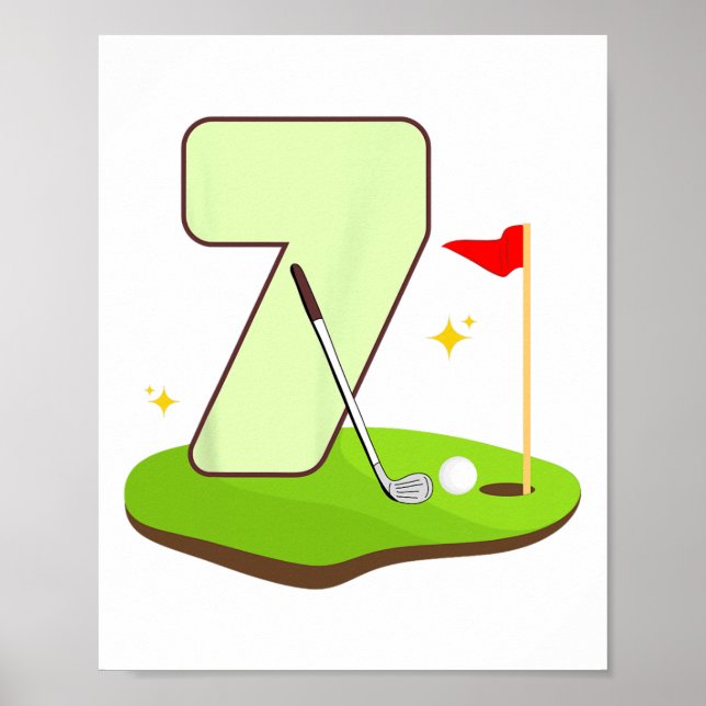 7th Golf Birthday Golfer 7 Years Old Bday Party Ki Poster (Front)