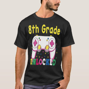 7th Grade Achieved 8th Grade Unlocked Retro Colorf T-Shirt