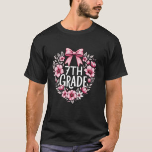 7th Grade Coquette Pink Bow Women Teacher Apprecia T-Shirt
