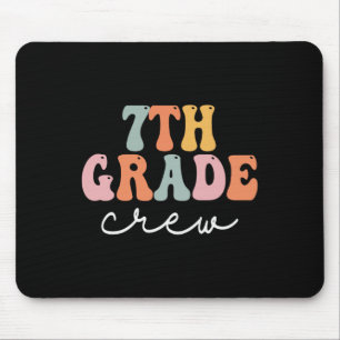 7th Grade Crew Retro Groovy Women Happy First Day Mouse Pad