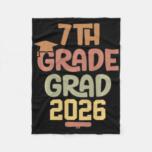 7th Grade Grad Cl Of 2026 Graduation Bold Cosy Col Fleece Blanket
