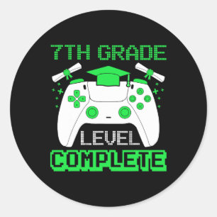 7th Grade Level Complete Gamer 7th Grade Graduatio Classic Round Sticker