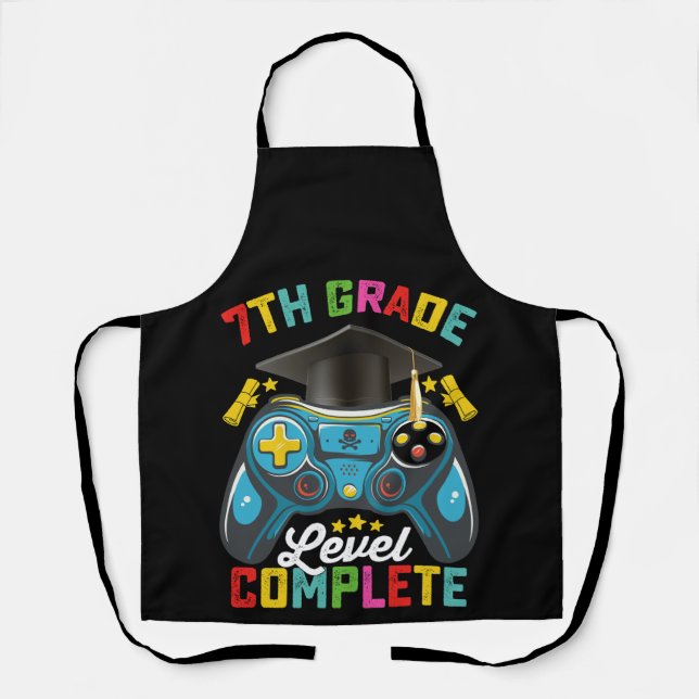 7th Grade Level Complete Graduation Gaming Gamer Apron (Front)
