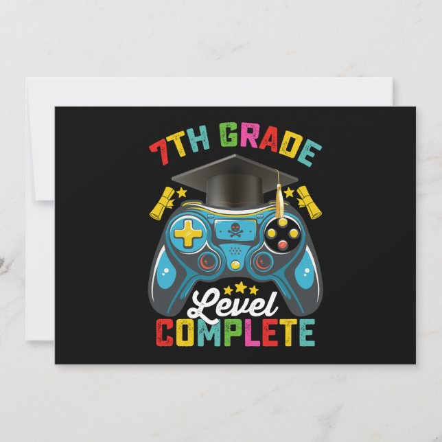 7th Grade Level Complete Graduation Gaming Gamer Invitation (Front)