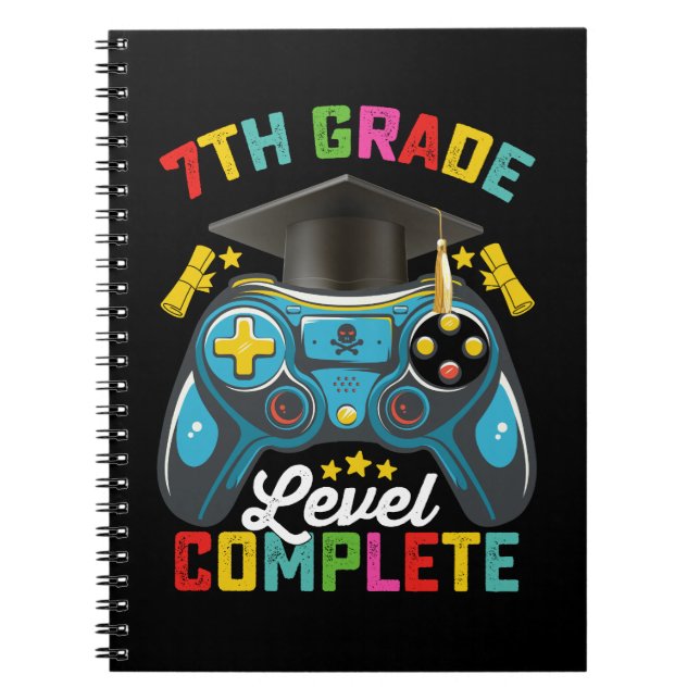 7th Grade Level Complete Graduation Gaming Gamer Notebook (Front)