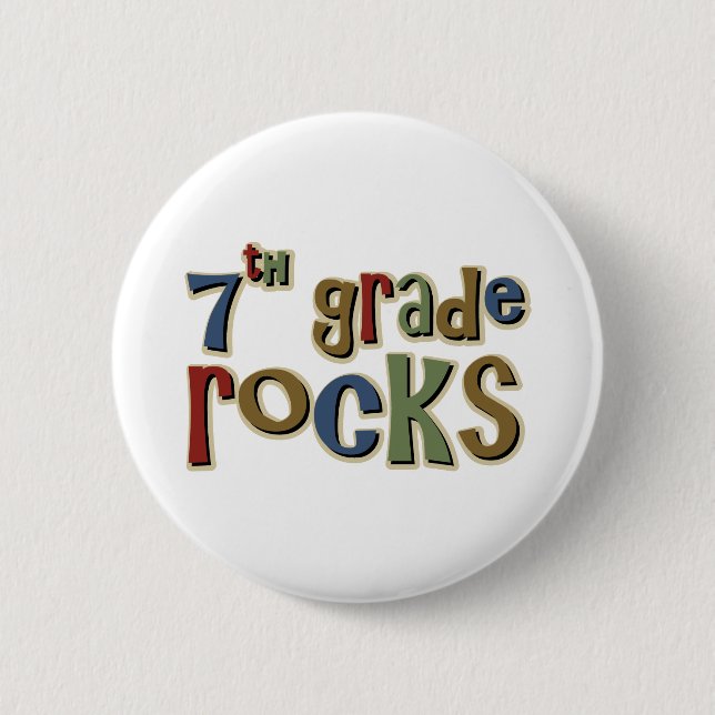 7th Grade Rocks Seventh 6 Cm Round Badge (Front)
