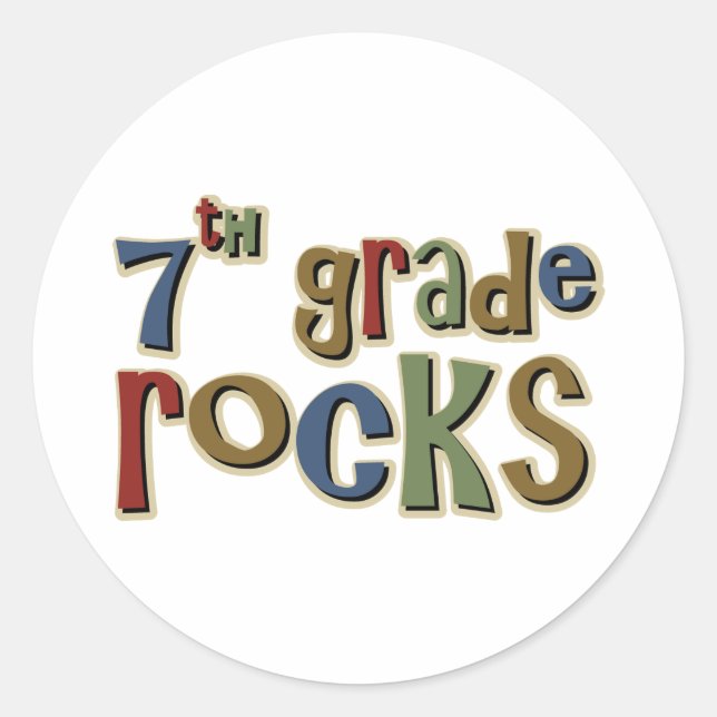 7th Grade Rocks Seventh Classic Round Sticker (Front)