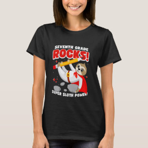 7th Grade Rocks Superhero Sloth Back to School Kid T-Shirt