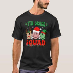 7th Grade Squad Retro Groovy Christmas Teacher Lif T-Shirt