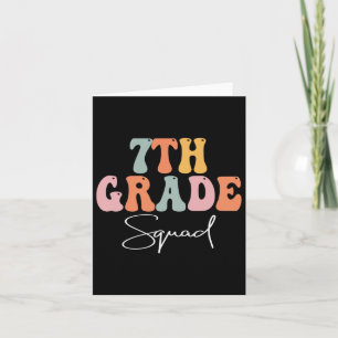 7th Grade Squad Retro Groovy Women Happy First Day Card