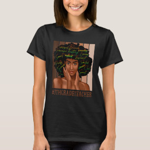 7th Grade Teacher Afro African American Women Blac T-Shirt