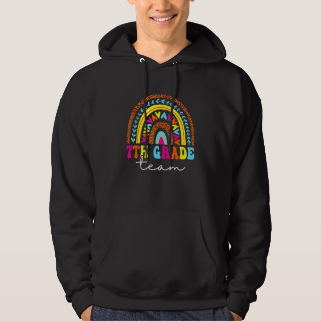 7th Grade Team Back To School Rainbow Teachers Kid Hoodie (Front)