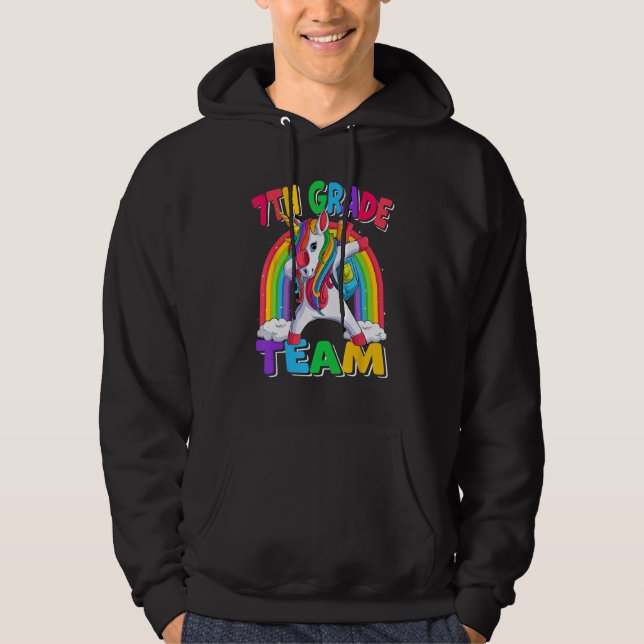 7th Grade Team Dabbing Unicorn Back to School Kids Hoodie (Front)