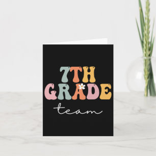 7th Grade Team Retro Groovy Women Happy First Day  Card