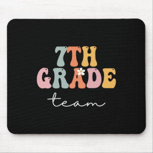 7th Grade Team Retro Groovy Women Happy First Day Mouse Pad