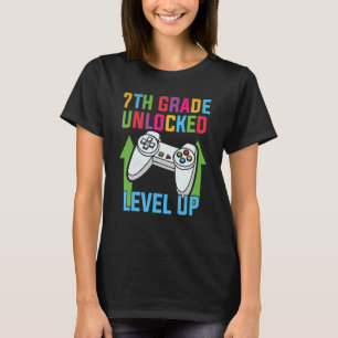 7th Grade Unlocked Level Up Retro Video Gamer Back T-Shirt