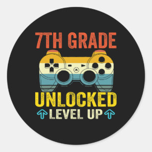 7th Grade Unlocked Level Up Video Game Byck To Sch Classic Round Sticker