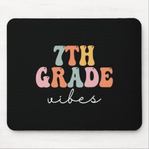 7th Grade Vibes Retro Groovy Women Happy First Day Mouse Pad