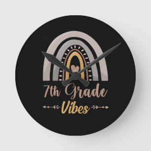7th Grade Vibes Seventh Grade Back to School Round Clock