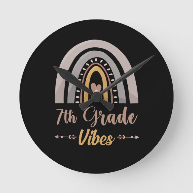 7th Grade Vibes Seventh Grade Back to School Round Clock (Front)