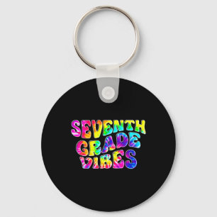 7th Grade Vibes Tie Dye First Day Of Ck To School Key Ring