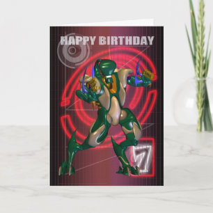 7th Happy Birthday with Robot warrior Card
