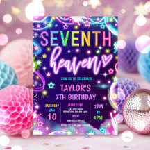 7th Heaven Neon Glow 7th Birthday Party