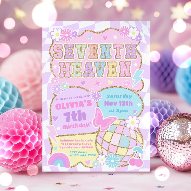 7th Heaven Preppy Varsity Patch Birthday Party Invitation (Creator Uploaded)