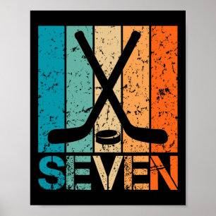 7th Hockey Birthday 7 Year Old 7yr Boys Girl Birth Poster